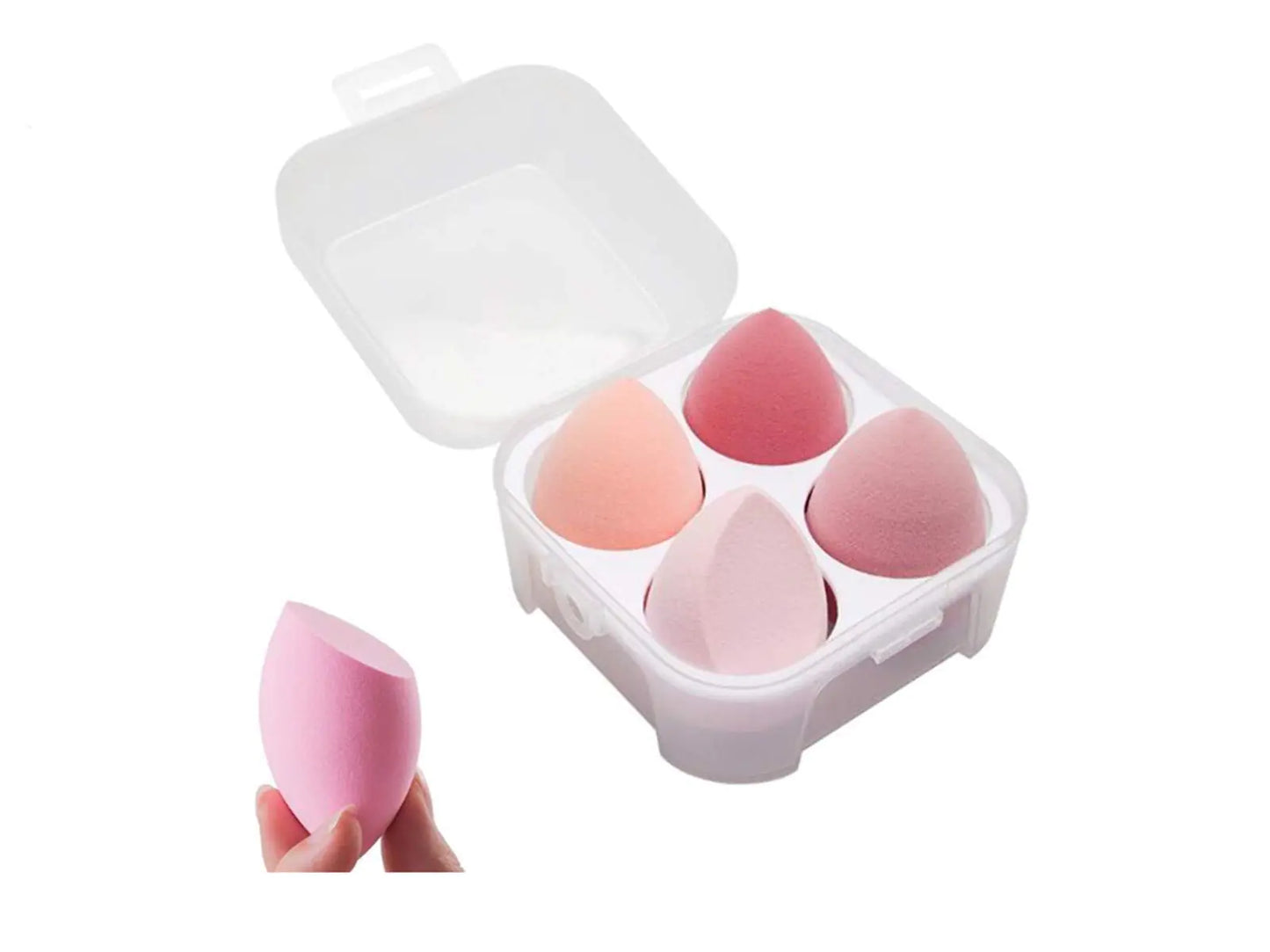 Sinen 4 Pcs Dry and Wet Use Makeup Sponge Set Blender Beauty Foundation Blending Sponge for Liquid Cream and Powder with Egg Holder Box