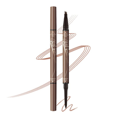 Music Flower eyebrow pencilDual-Ended Microfilling Eyebrow Pen Liquid Eyebrow Pen with 4 Micro Brush-Tip Applicator & Brow Defining Eyebrow Pencil with Precision Tip (Brown)