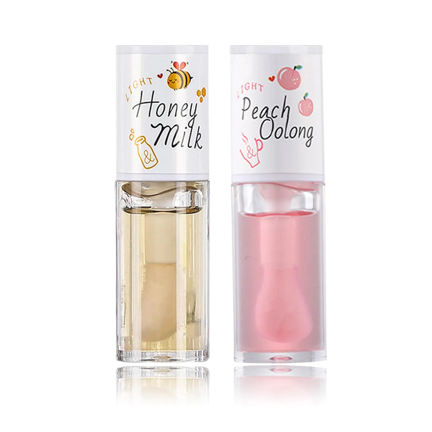 QIUFSSE 2 PCS Hydrating Clear Lip Oil Jelly Honey Lip Gloss Korean Big Brush Lip Oil Gloss Long-lasting Nourishing Lip Oils Plumping Lip Gloss Fresh Texture Clear Lip Gloss Lip Makeup